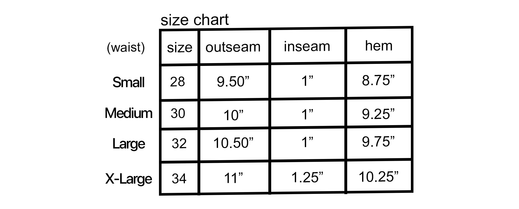 Size chart